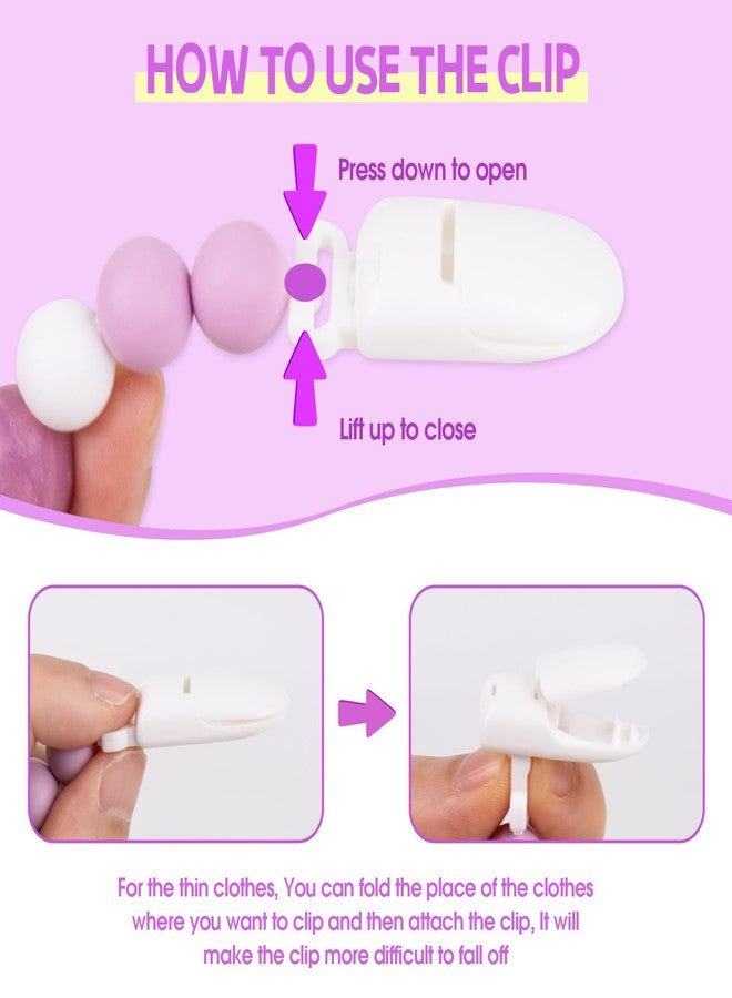 Aori Pacifier Clips for Rebron Baby Dolls Holders Silicone Chain with Magnetic Pacifier -Purple - Image 4